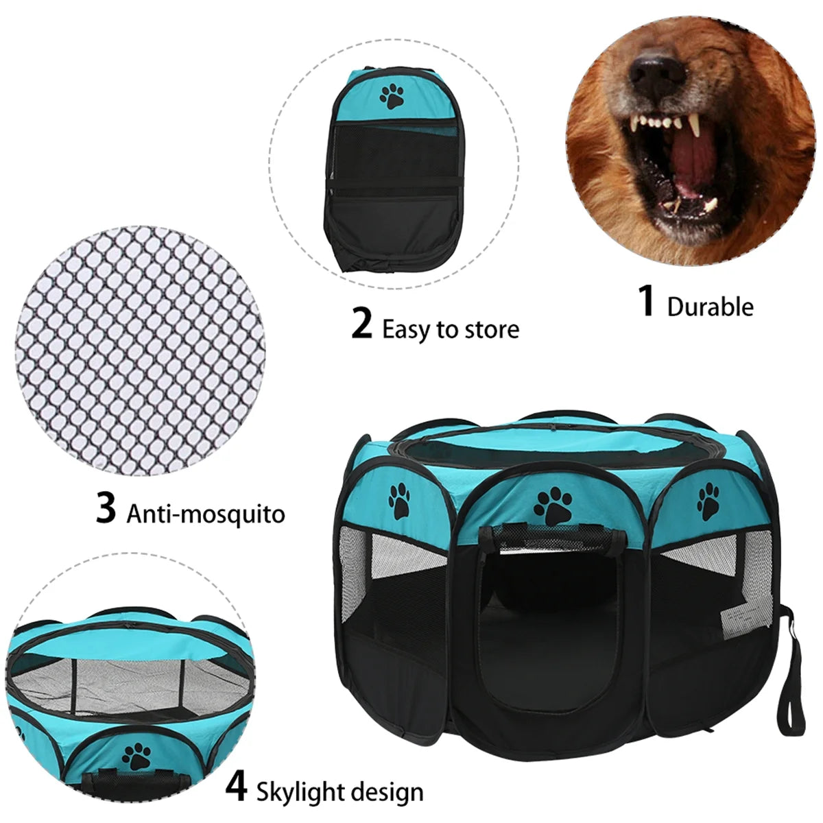 Portable Foldable Pet Tent Playpen Fence Puppy Pen Soft Kennel Cat Cage Safe Guard Indoor Outdoor