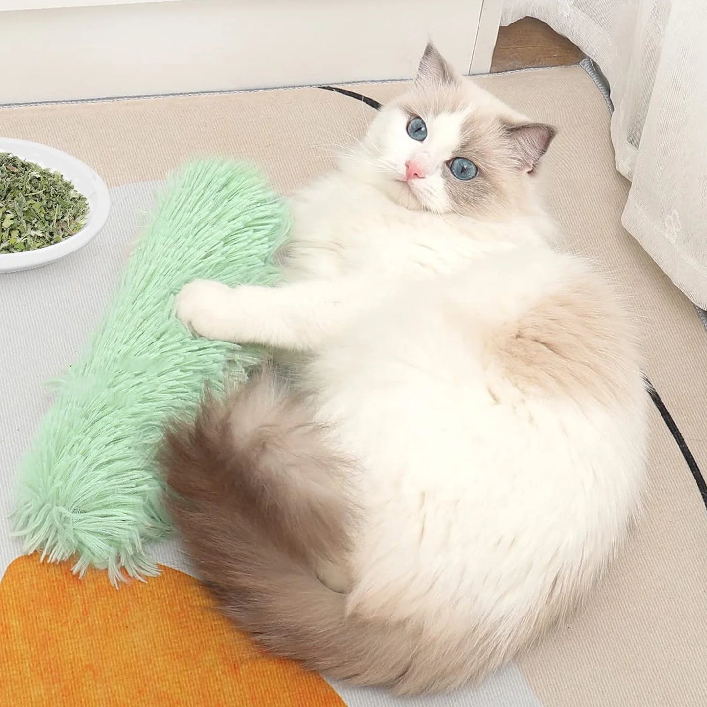 3 Pcs Cat Kicker Toys for Indoor Cat, Soft Pillow Kitten Toy and Catnip Toy with Crinkle Sounds for and Cat Licking, Chasing and Chewing