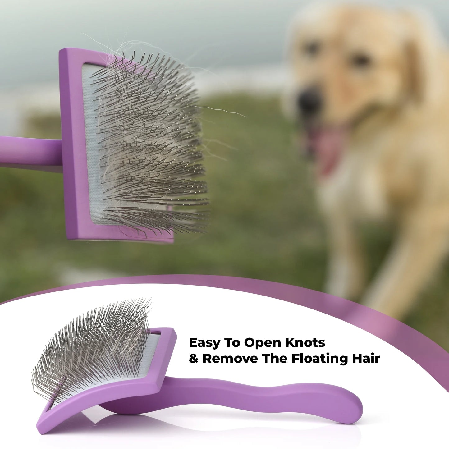 Slicker Brush for Dogs - Detangling Dog Brushes for Grooming with Soft Bristles & Long Pins - Professional Dog Grooming Brush to Removes Tangles & Dirt (Large)