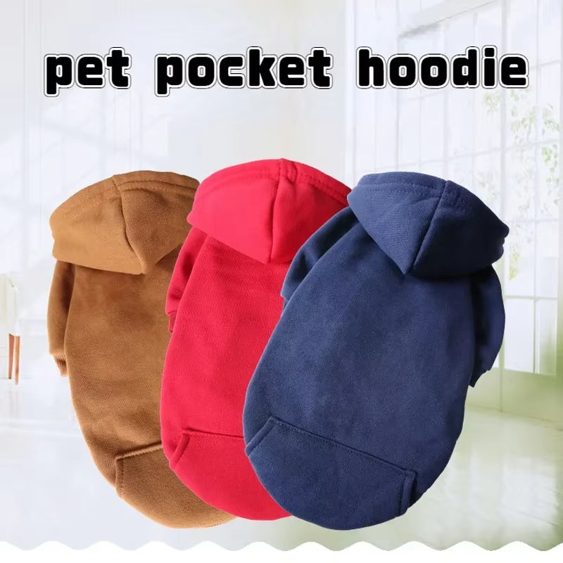 Solid Dogs Hoodies Pet Cat Pocket Sweatshirt Puppy Warm Coat Dogs Jackets Sweatshirt Cat Costume Cotton Outfits Pet Clothes Robe