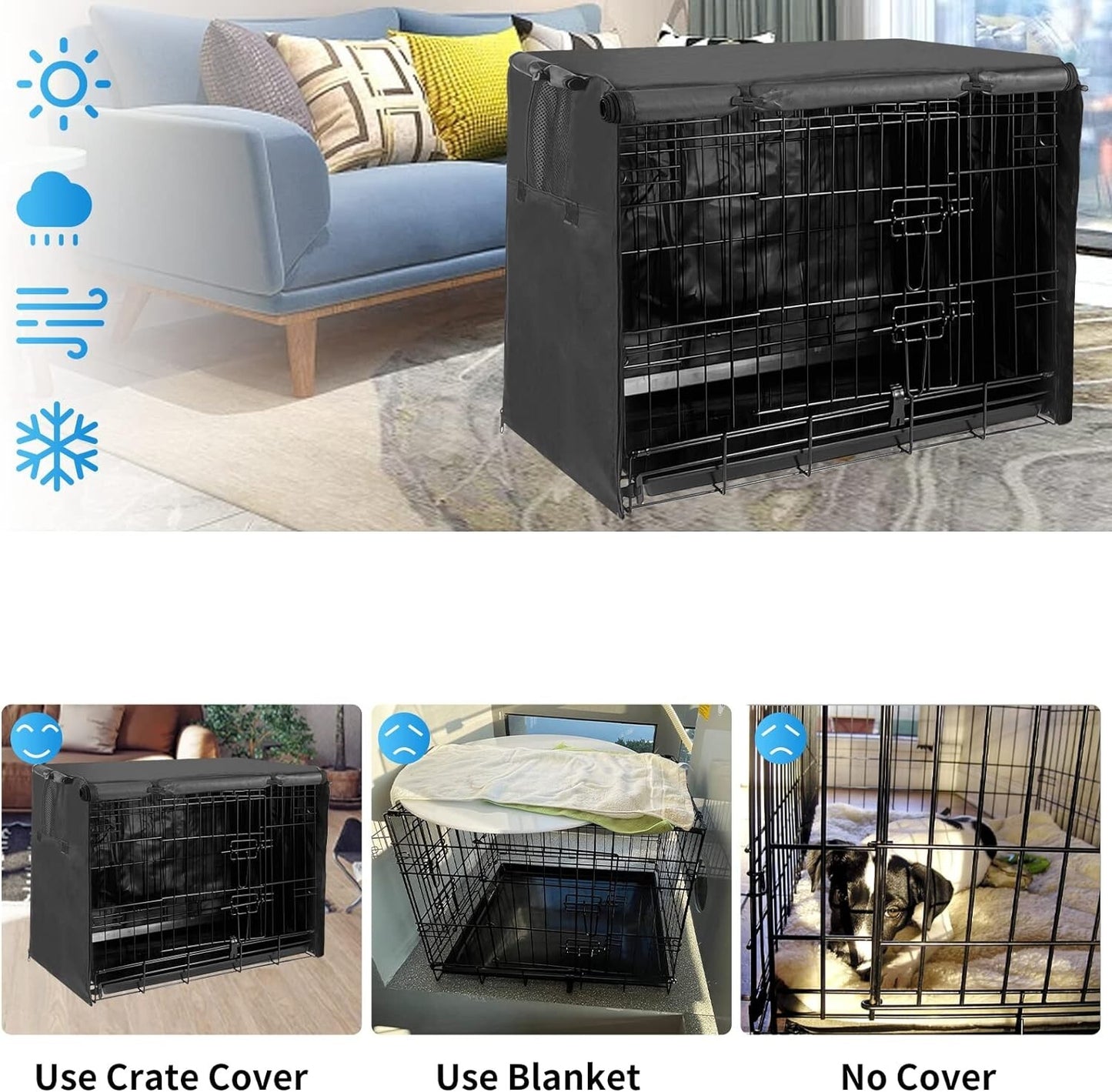 Dog Crate Cover Pet Kennel Cover for 48 Inch Wire Extra Large Dog Cage Black NEW