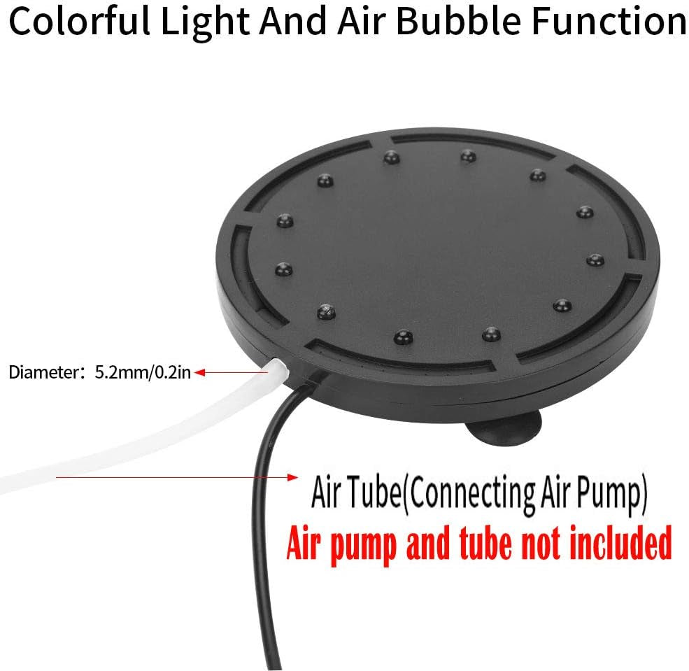 5 Inch 12 LED Aquarium Bubble Light Air Stone, Fish Tank LED Air Bubbler Light Submersible Air Pump Bubble Stone Lamp for Turtle Fish Tank Decoration