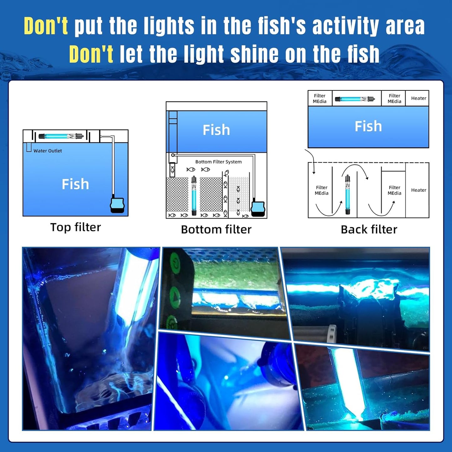 11W Aquarium UV Light Algae Remover for 55-150 Gallon Fish Tank Green Machine