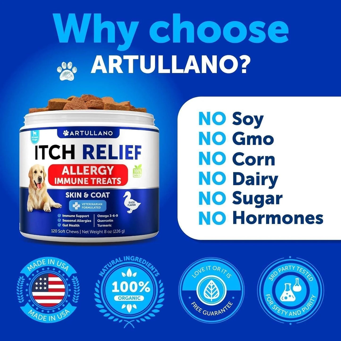 Dog Allergy Relief Chews Itching Skin Relief for Dogs Fish Oil Omega 3