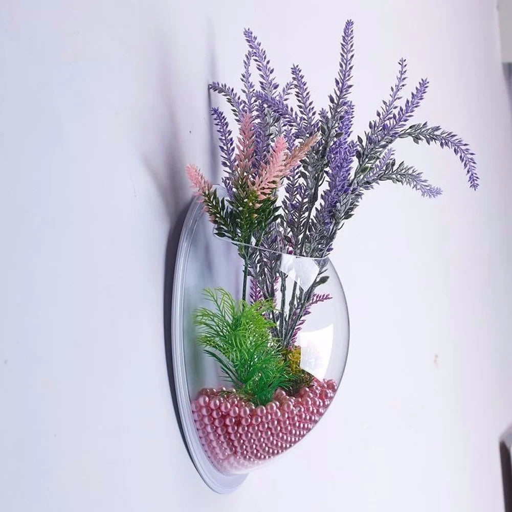 Wall Fish Bubble Wall Hanging Bowl Clear Acrylic Vase Flower Plant Pot Aquarium 6Inch