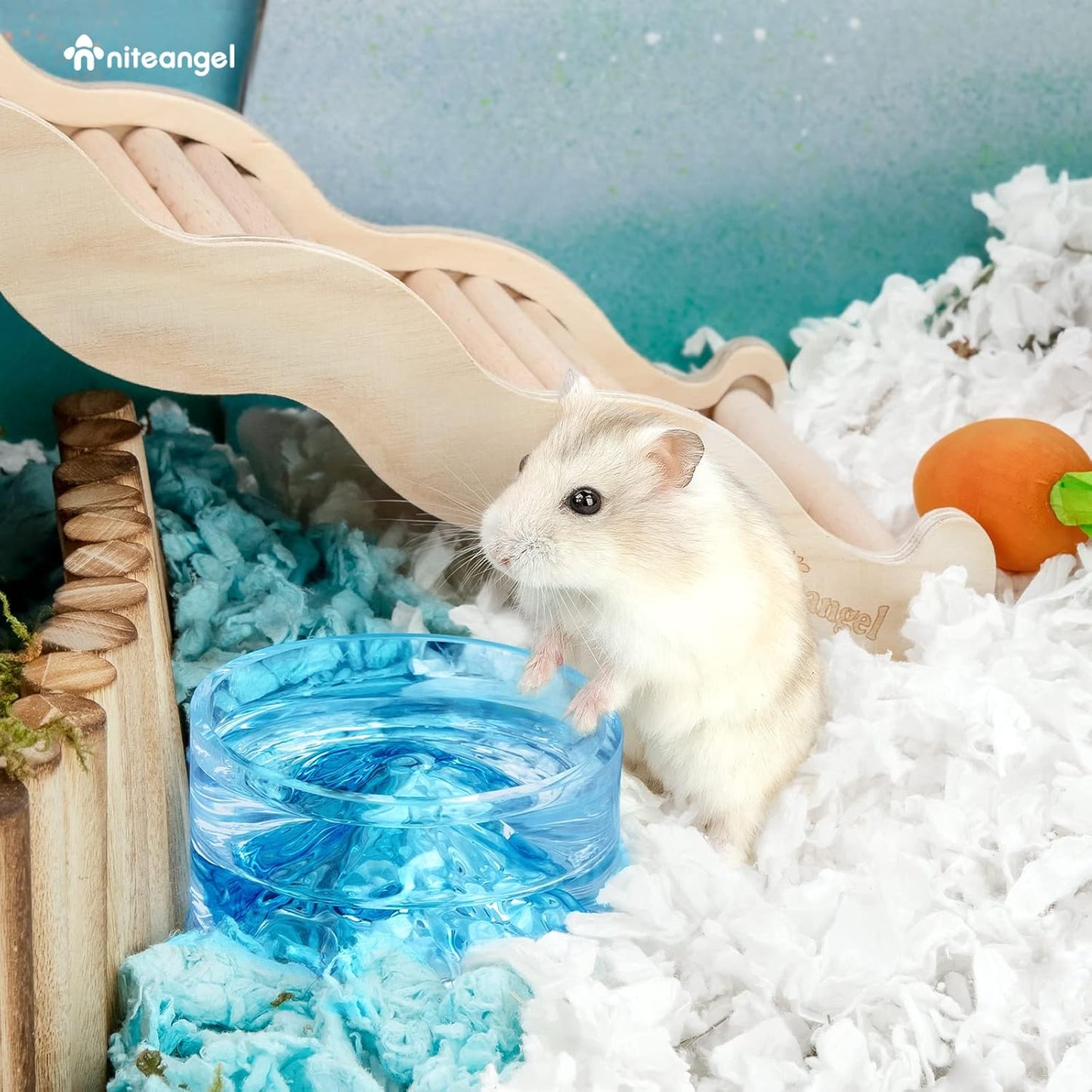Hamster Feeding & Water Bowls- Mount Fuji Series Glass Drinking Bowls for Dwarf Syrian Hamsters Gerbils Mice Rats or Other Similar-Sized Small Pets