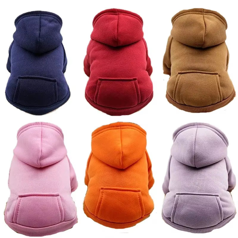 Solid Dogs Hoodies Pet Cat Pocket Sweatshirt Puppy Warm Coat Dogs Jackets Sweatshirt Cat Costume Cotton Outfits Pet Clothes Robe