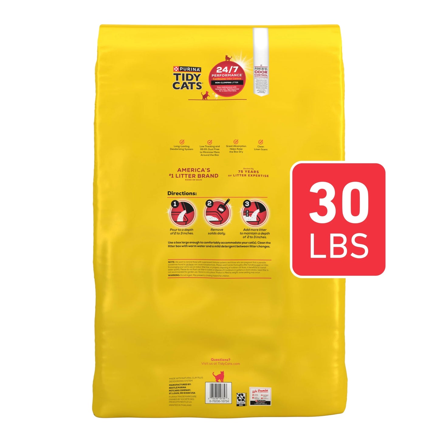 Purina Non-Clumping Litter, 24/7 Performance Odor Control Formula, 30 Lb Box