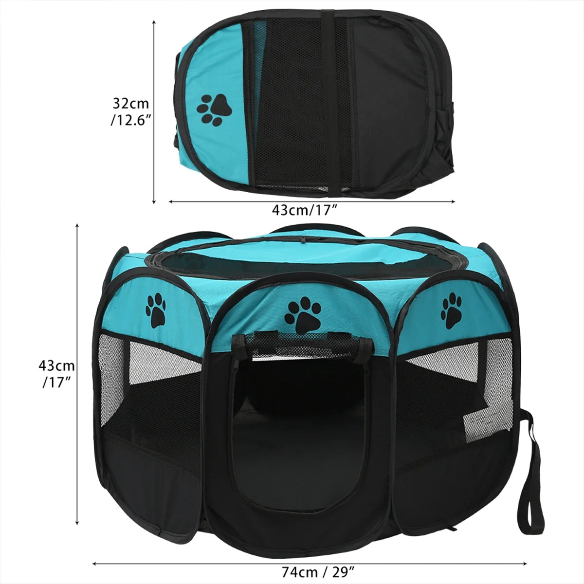 Portable Foldable Pet Tent Playpen Fence Puppy Pen Soft Kennel Cat Cage Safe Guard Indoor Outdoor