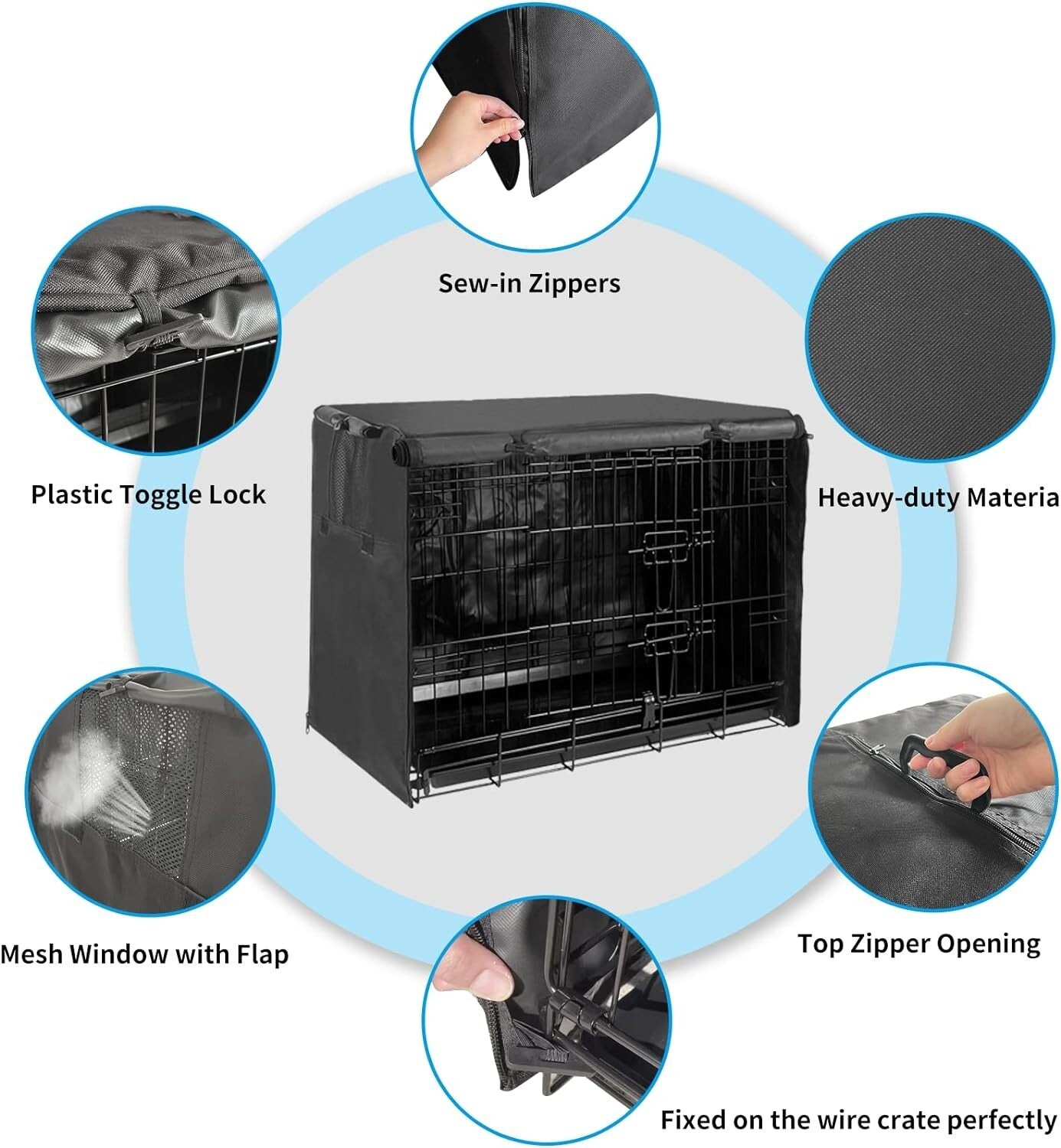 Dog Crate Cover Pet Kennel Cover for 48 Inch Wire Extra Large Dog Cage Black NEW
