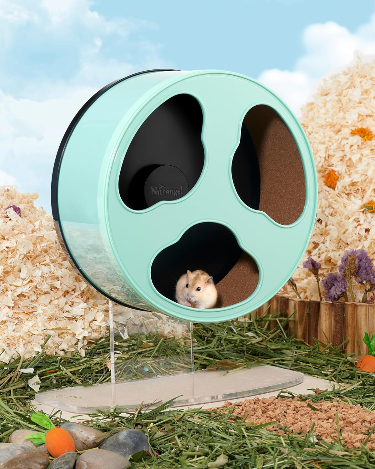 Quiet Hamster Exercise Wheel - Clouds Series Hamster Running Wheels for Dwarf Syrian Hamsters Gerbils Mice or Other Small Sized Pets