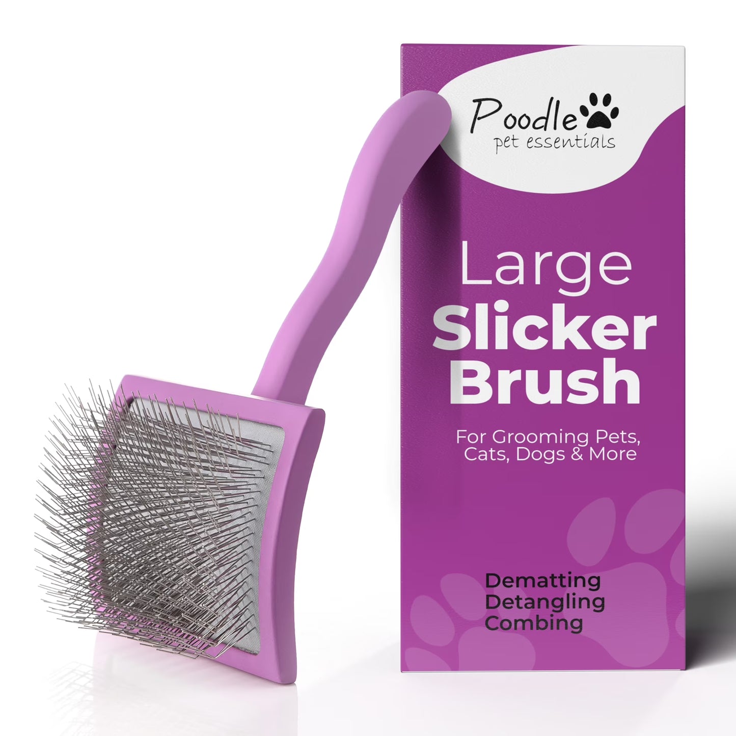 Slicker Brush for Dogs - Detangling Dog Brushes for Grooming with Soft Bristles & Long Pins - Professional Dog Grooming Brush to Removes Tangles & Dirt (Large)