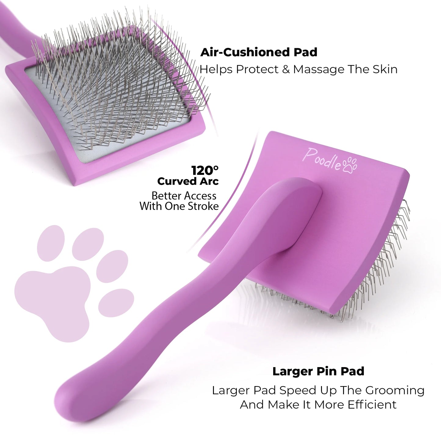 Slicker Brush for Dogs - Detangling Dog Brushes for Grooming with Soft Bristles & Long Pins - Professional Dog Grooming Brush to Removes Tangles & Dirt (Large)