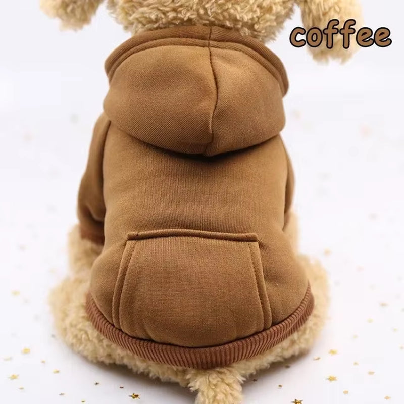 Solid Dogs Hoodies Pet Cat Pocket Sweatshirt Puppy Warm Coat Dogs Jackets Sweatshirt Cat Costume Cotton Outfits Pet Clothes Robe