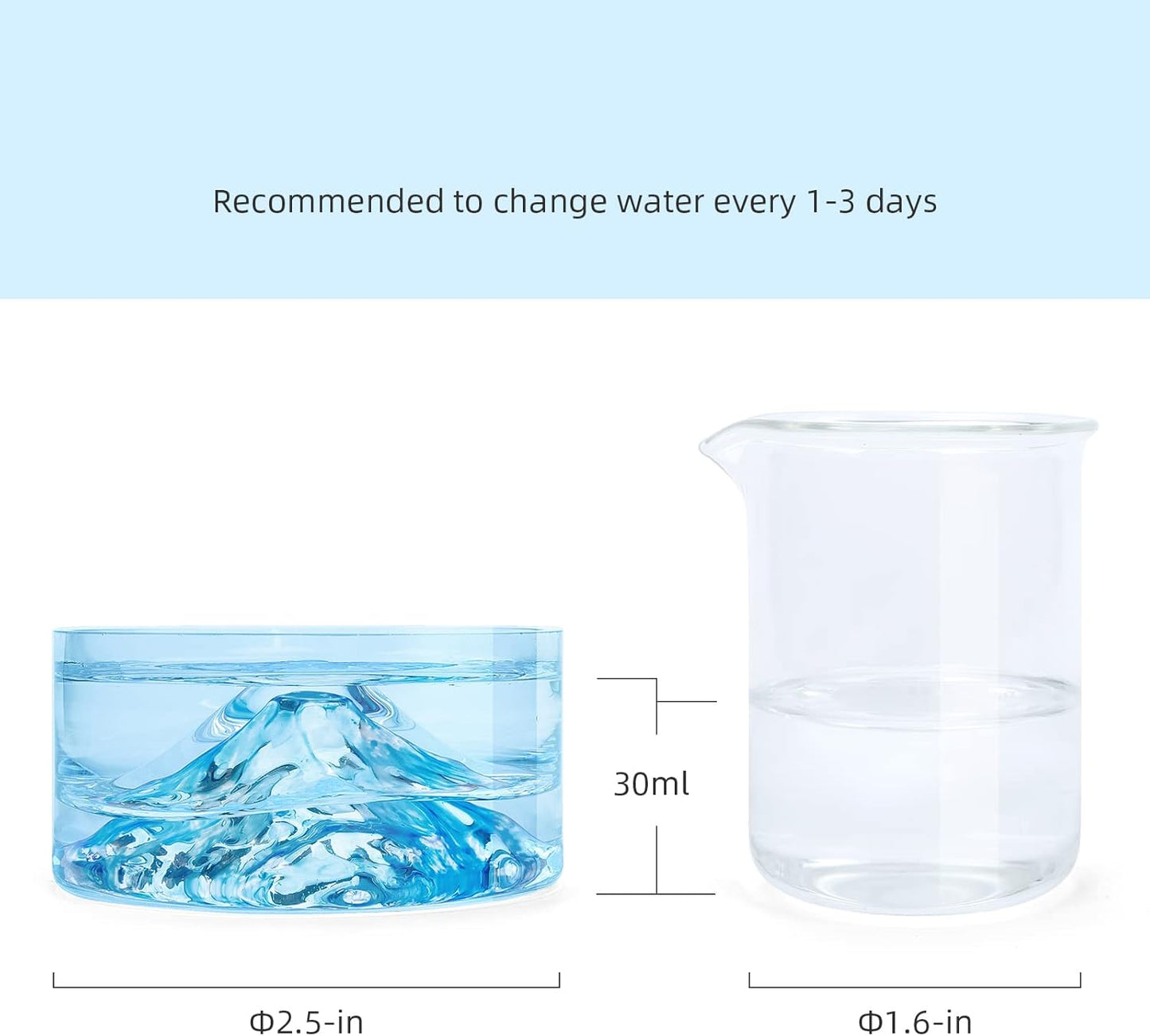 Hamster Feeding & Water Bowls- Mount Fuji Series Glass Drinking Bowls for Dwarf Syrian Hamsters Gerbils Mice Rats or Other Similar-Sized Small Pets