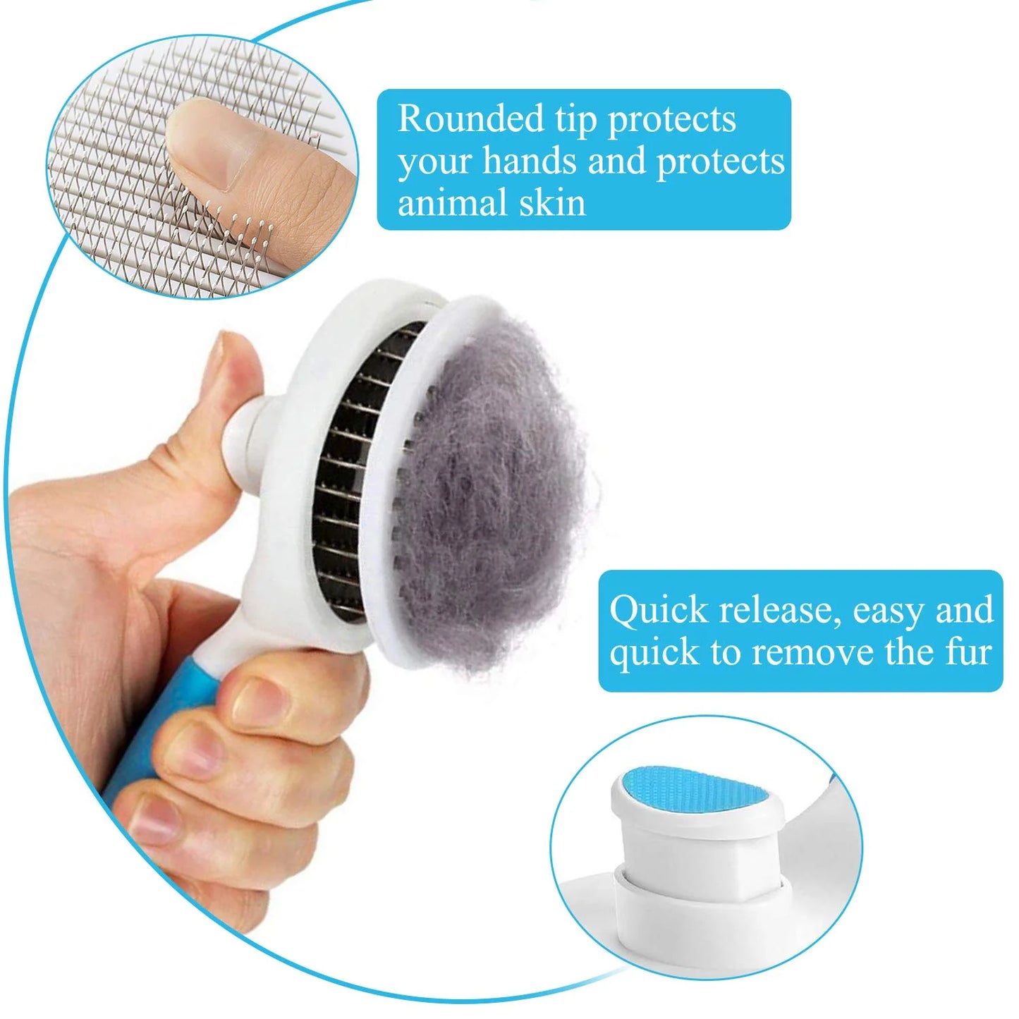 Cat Grooming Brush, Cat Brush for Shedding, Self Cleaning Slicker Brushes for Dogs Cats, Gently Removes Loose Undercoat, Mats Tangled Hair Slicker Brush for Pet Massage, Blue