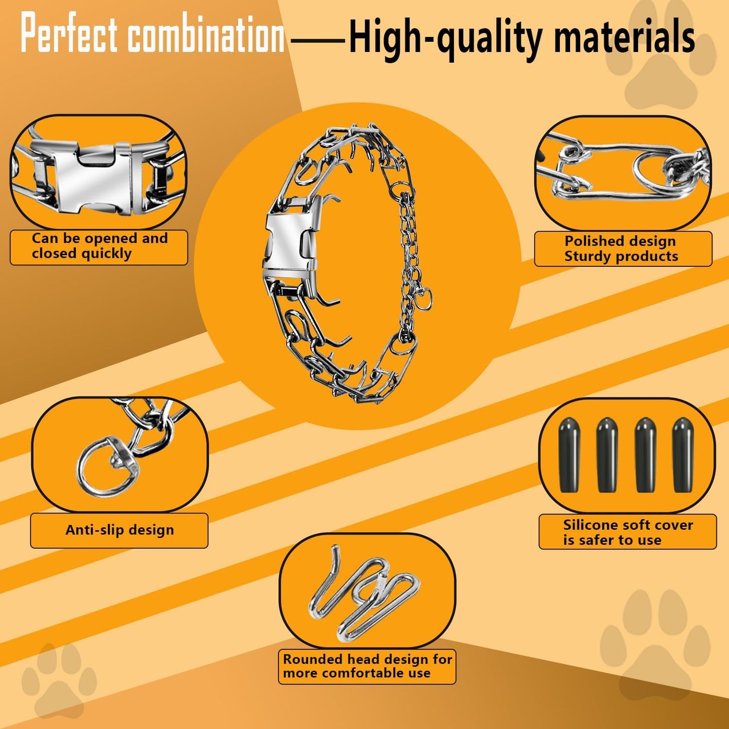 Quick - Release Dog Collar, Metal Leash Collar for Small Dogs, Medium Dogs, Large Dogs (XL(23-26" Neck))