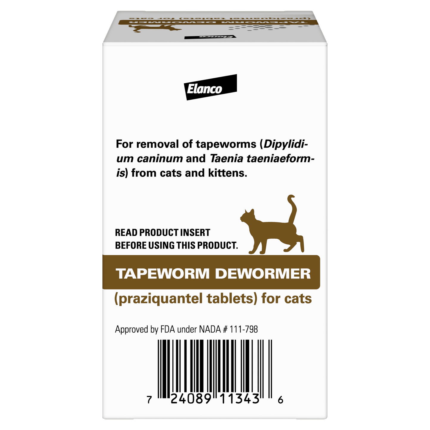 (4 Pack) Elanco Tapeworm Removal Dewormer for Cats, 3 Tablets Praziquantel