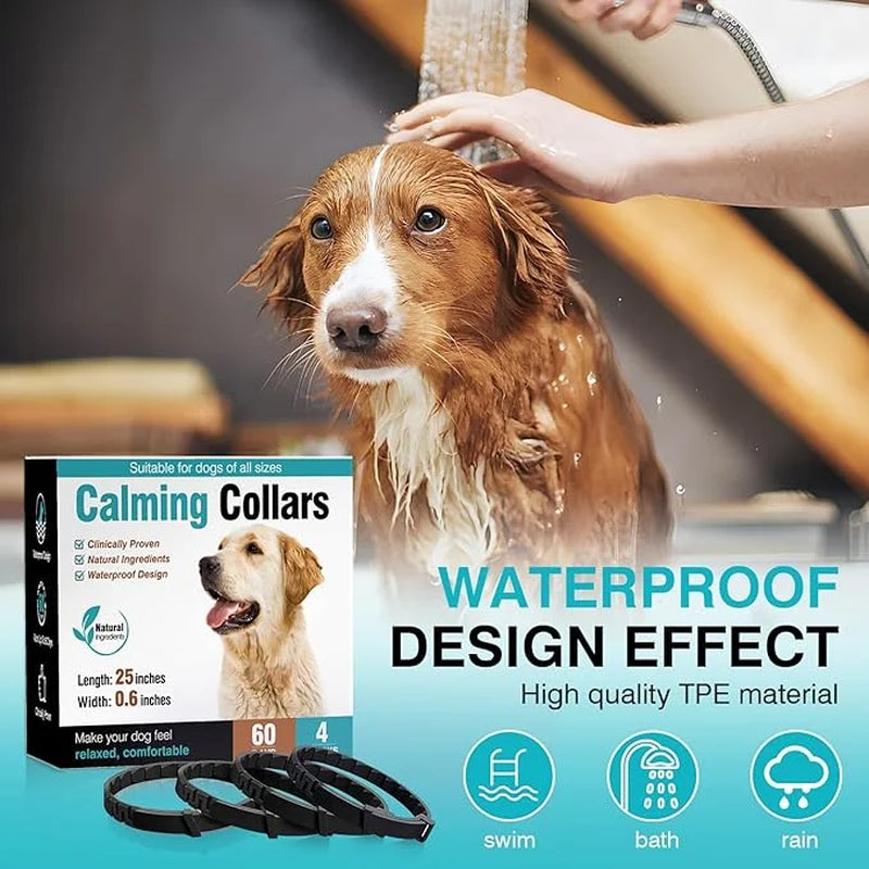 Calming Collar for Dogs 4 Packs Dog Relief Anxiety Stress Pheromone Collars Separation and Bad Behavior Pheromones Calm Lasts 60 Days 25 Inches Size Adjustable Waterproof Fit Small Large Medium Breed