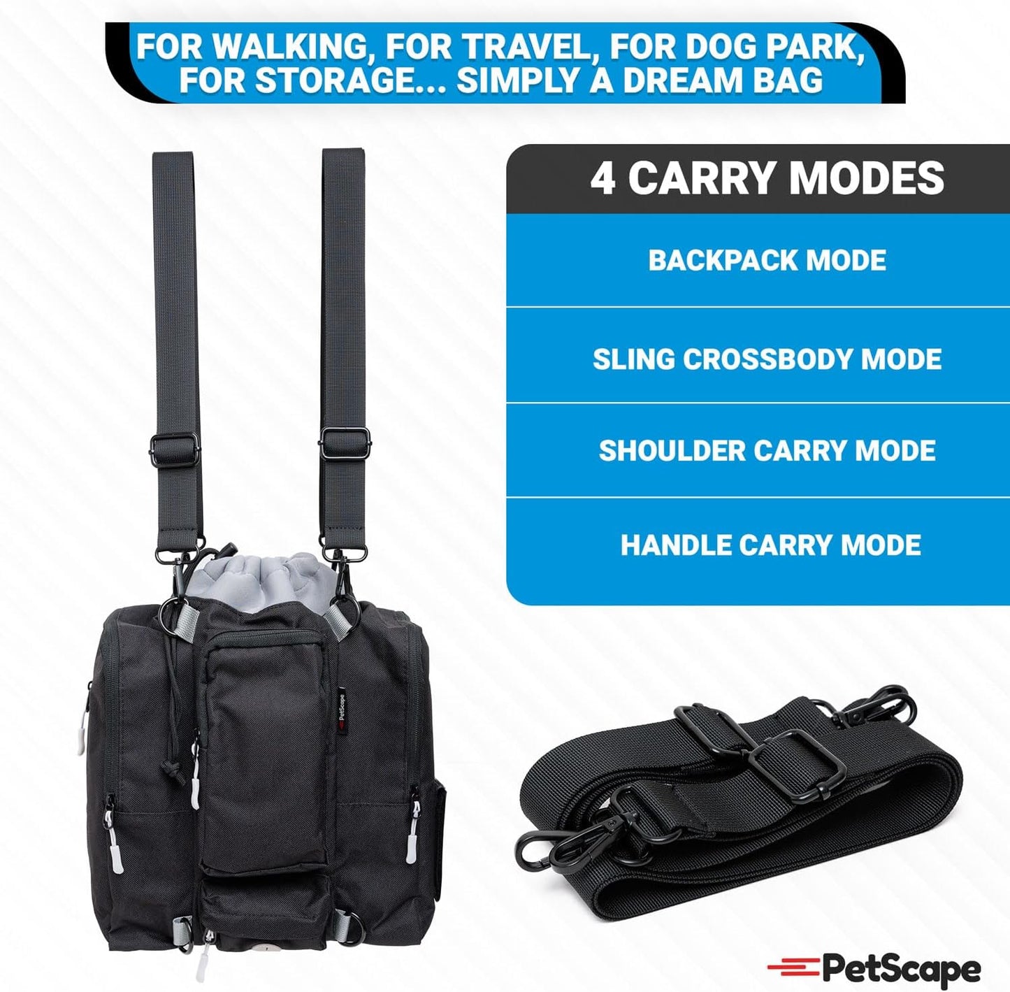 Ultimate Dog Travel Bag - Dog Bags for Traveling with Multi-Function Pockets for Dog Travel Accessories, Water Bottle Holder