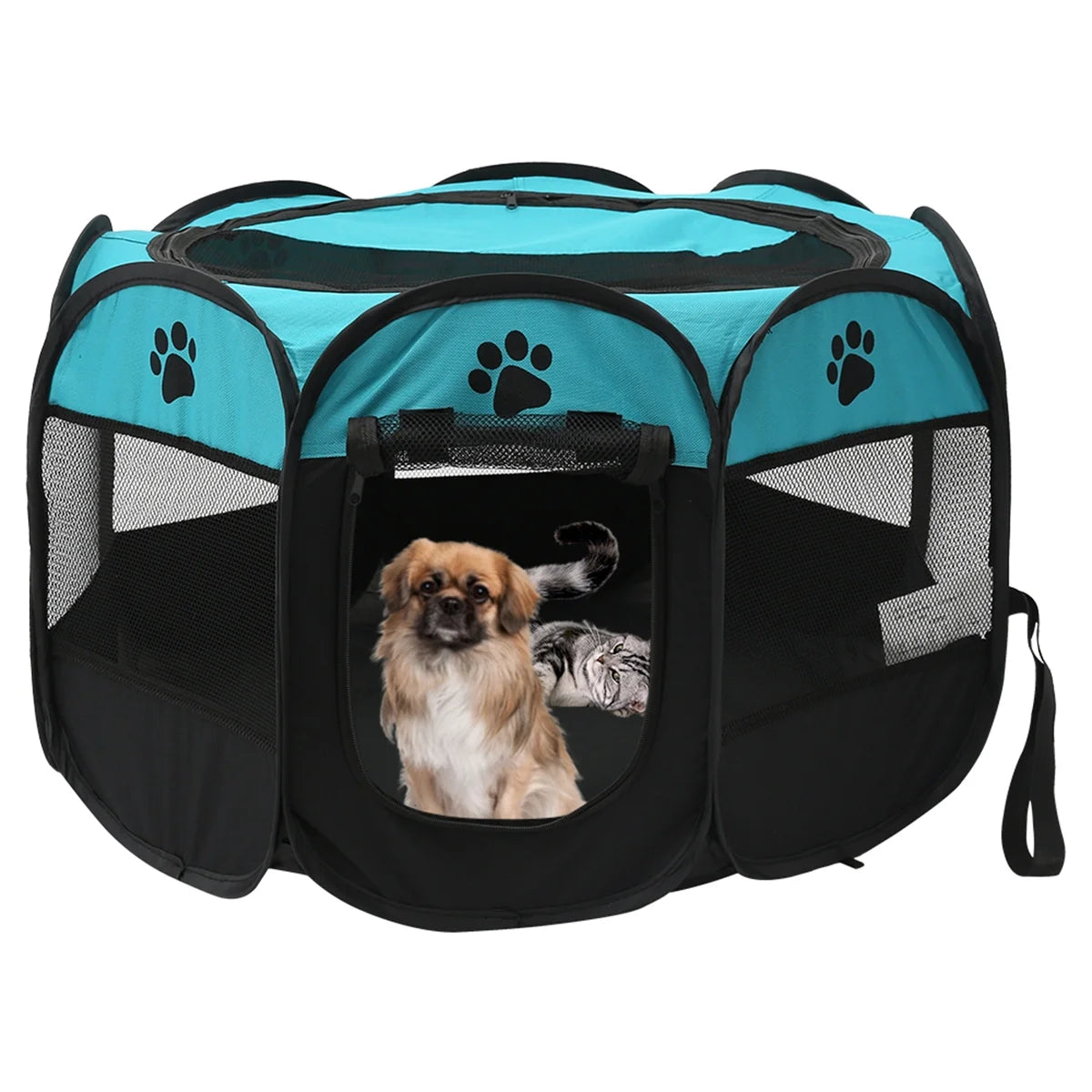 Portable Foldable Pet Tent Playpen Fence Puppy Pen Soft Kennel Cat Cage Safe Guard Indoor Outdoor