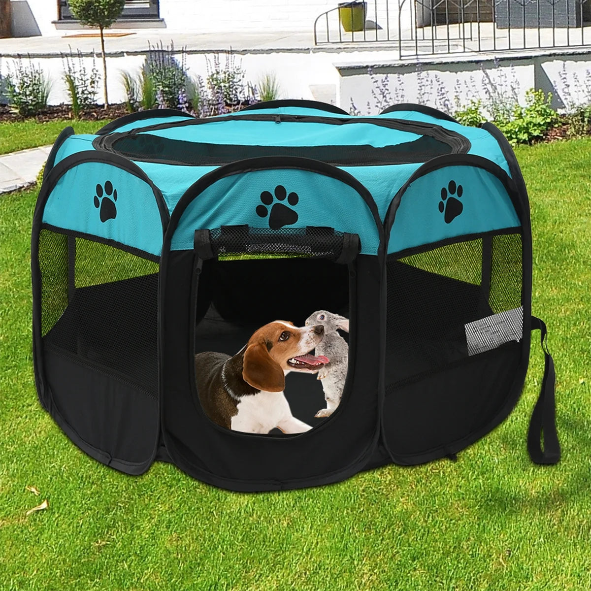Portable Foldable Pet Tent Playpen Fence Puppy Pen Soft Kennel Cat Cage Safe Guard Indoor Outdoor