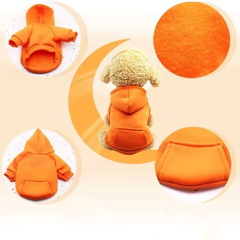 Solid Dogs Hoodies Pet Cat Pocket Sweatshirt Puppy Warm Coat Dogs Jackets Sweatshirt Cat Costume Cotton Outfits Pet Clothes Robe