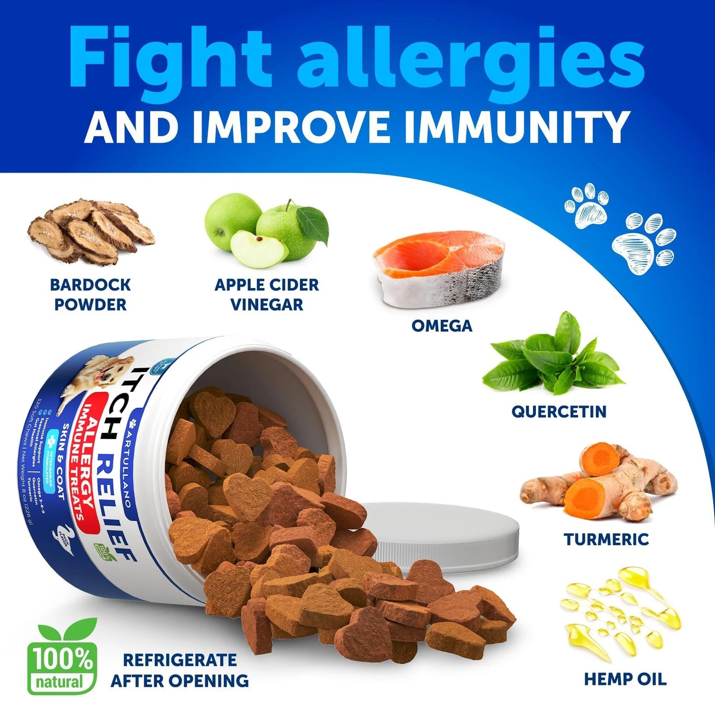 Dog Allergy Relief Chews Itching Skin Relief for Dogs Fish Oil Omega 3