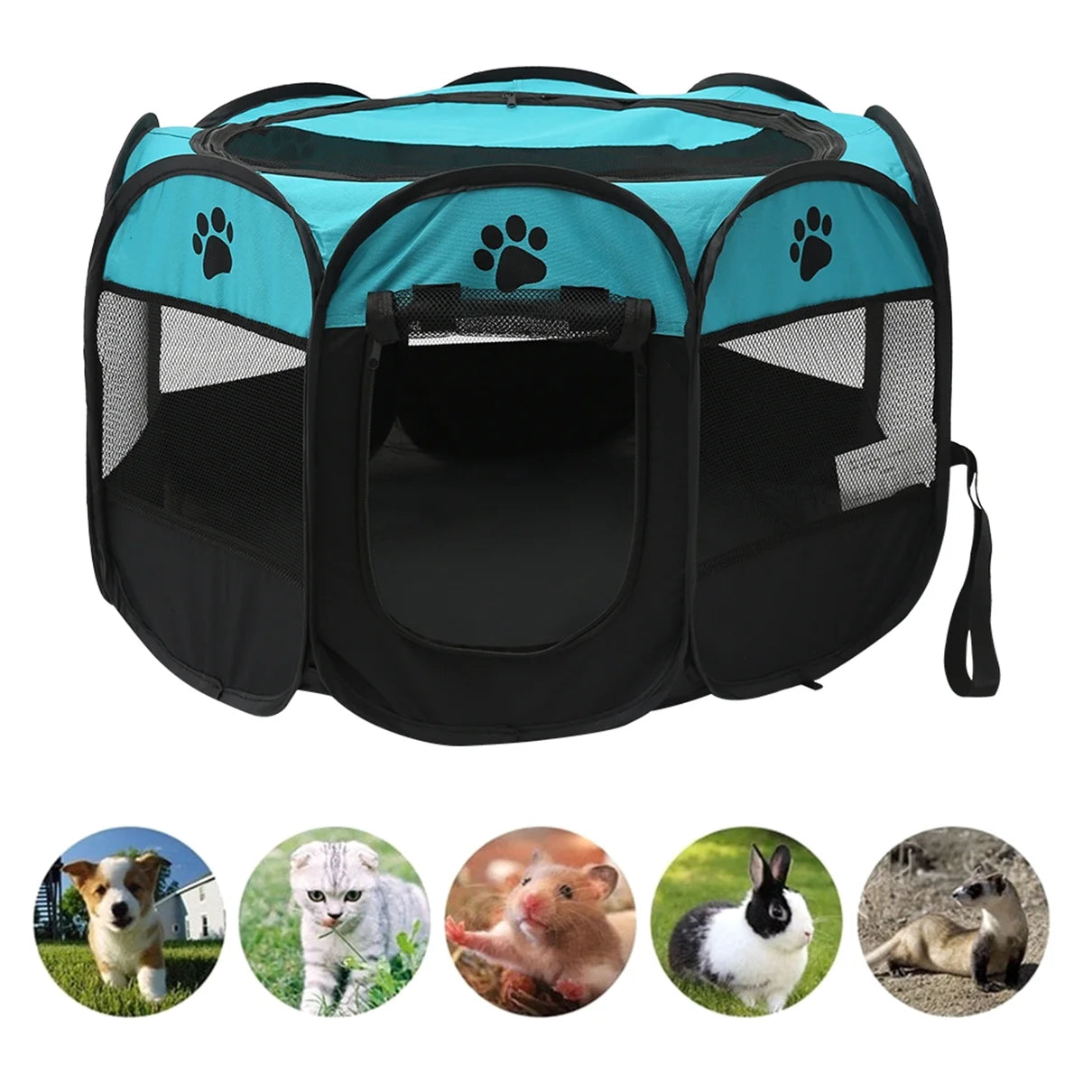 Portable Foldable Pet Tent Playpen Fence Puppy Pen Soft Kennel Cat Cage Safe Guard Indoor Outdoor