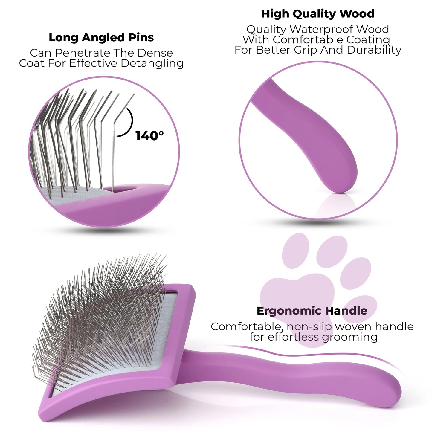 Slicker Brush for Dogs - Detangling Dog Brushes for Grooming with Soft Bristles & Long Pins - Professional Dog Grooming Brush to Removes Tangles & Dirt (Large)