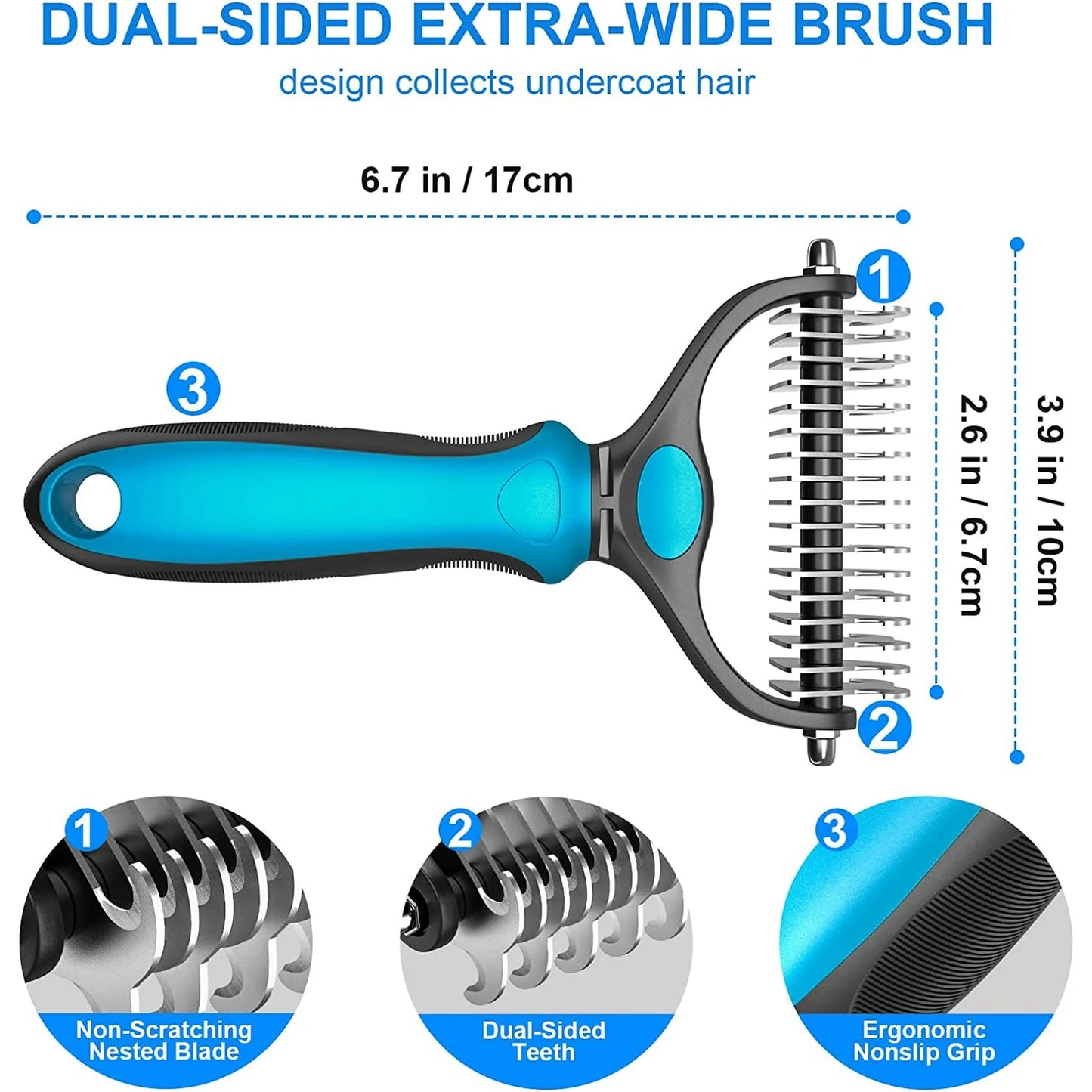 Pet Grooming Brush, Dog Brush Deshedd, Dog Comb for Groom,Undercoat Rake for Dogs Grooming Supplies