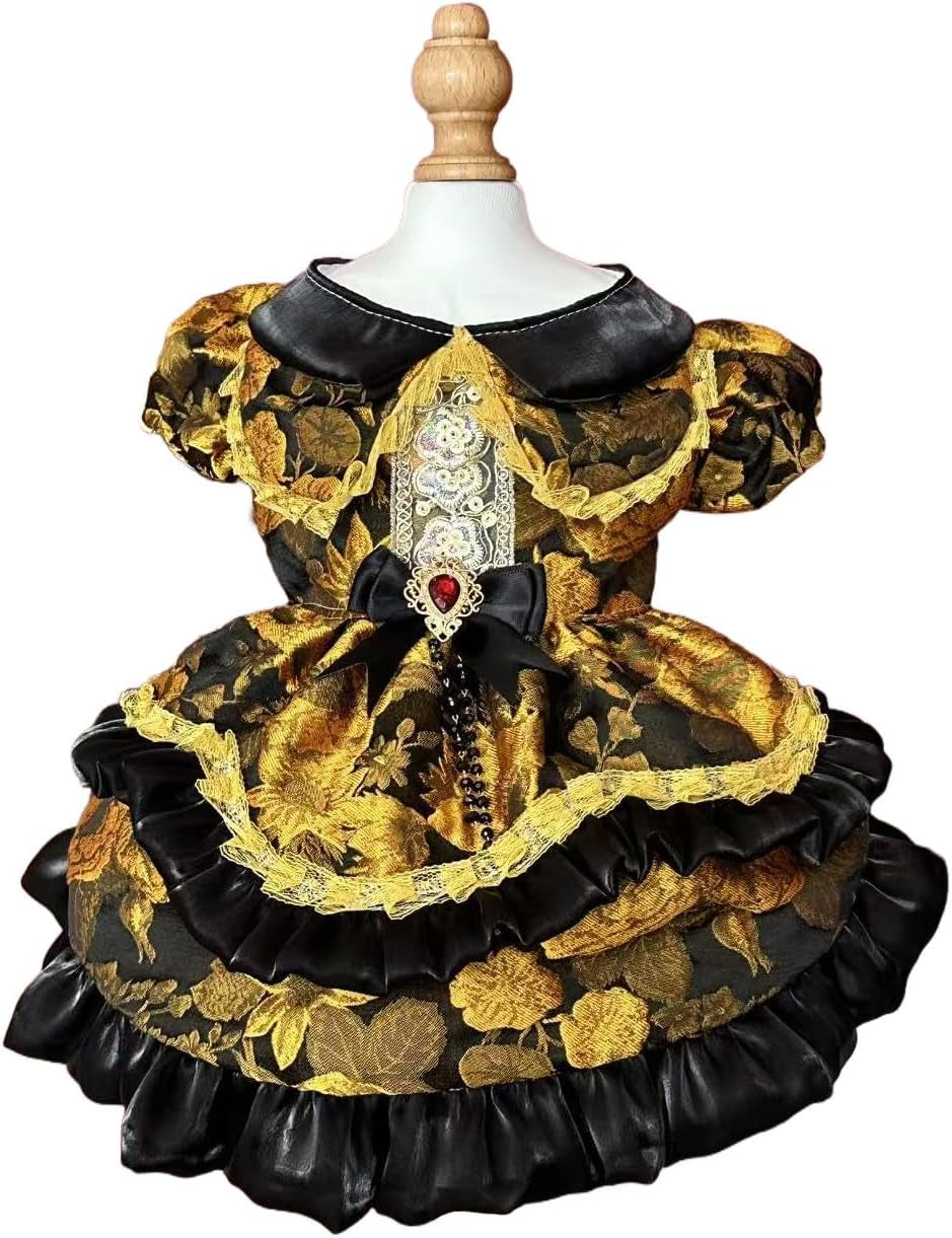 Fashion Sweet Puppy Dog Lace Princess Dress for EXTRAL Small and Small Dog A-Black X-Small
