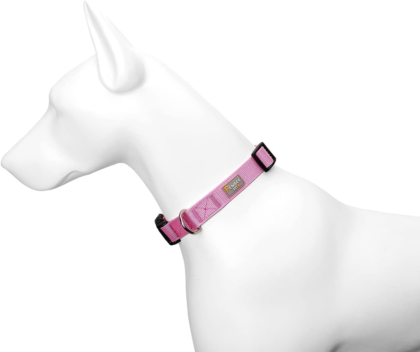 Pink Dog Collar Basic Adjustable Dog Collars for Puppy Small Medium Large Dogs Girls with Breathable Quick Release Nylon Pet Collar
