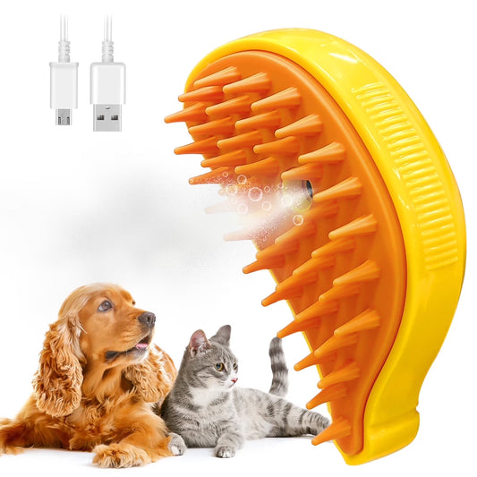 Cat Steam Brush, Pet Hair Removal Tool, Steamy Self-Cleaning Slicker Brushes for Cats & Dogs, Blue