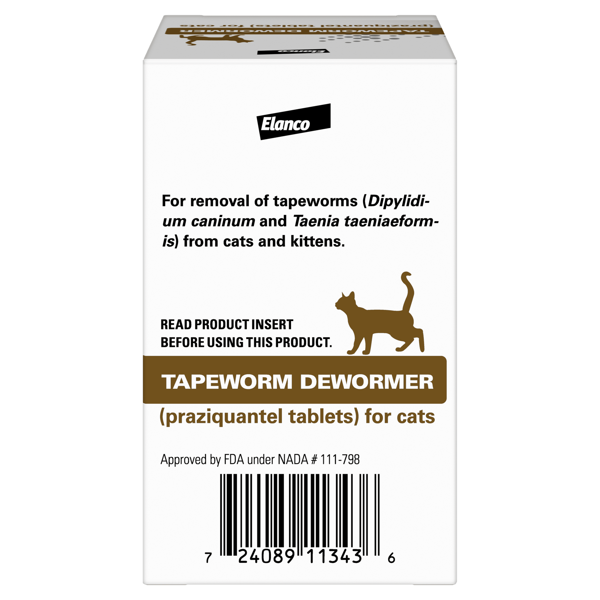 (4 Pack) Elanco Tapeworm Removal Dewormer for Cats, 3 Tablets Praziquantel