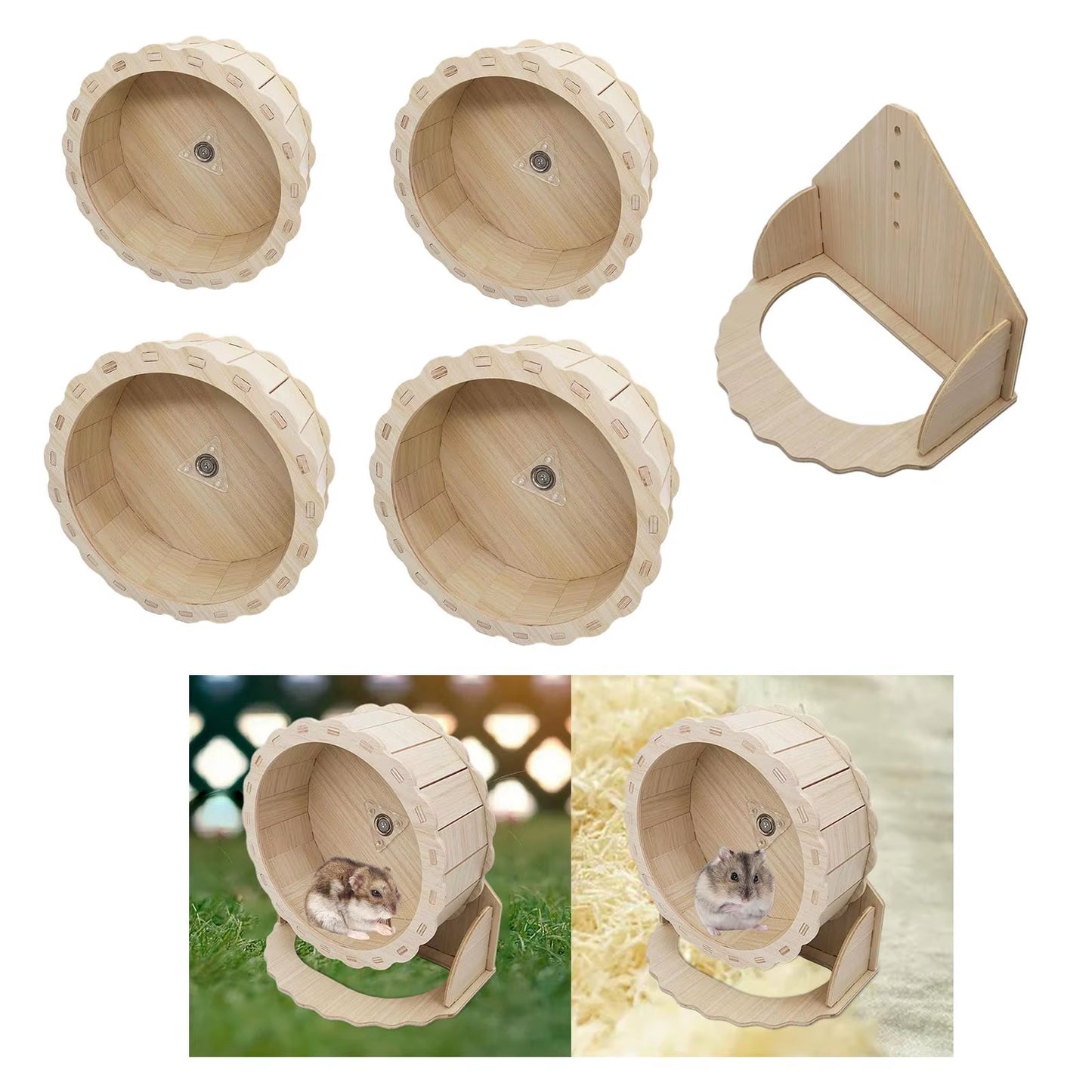Hamster Wooden Running Wheel Toys Exercise Wheels for Gerbils Syrian Hamster