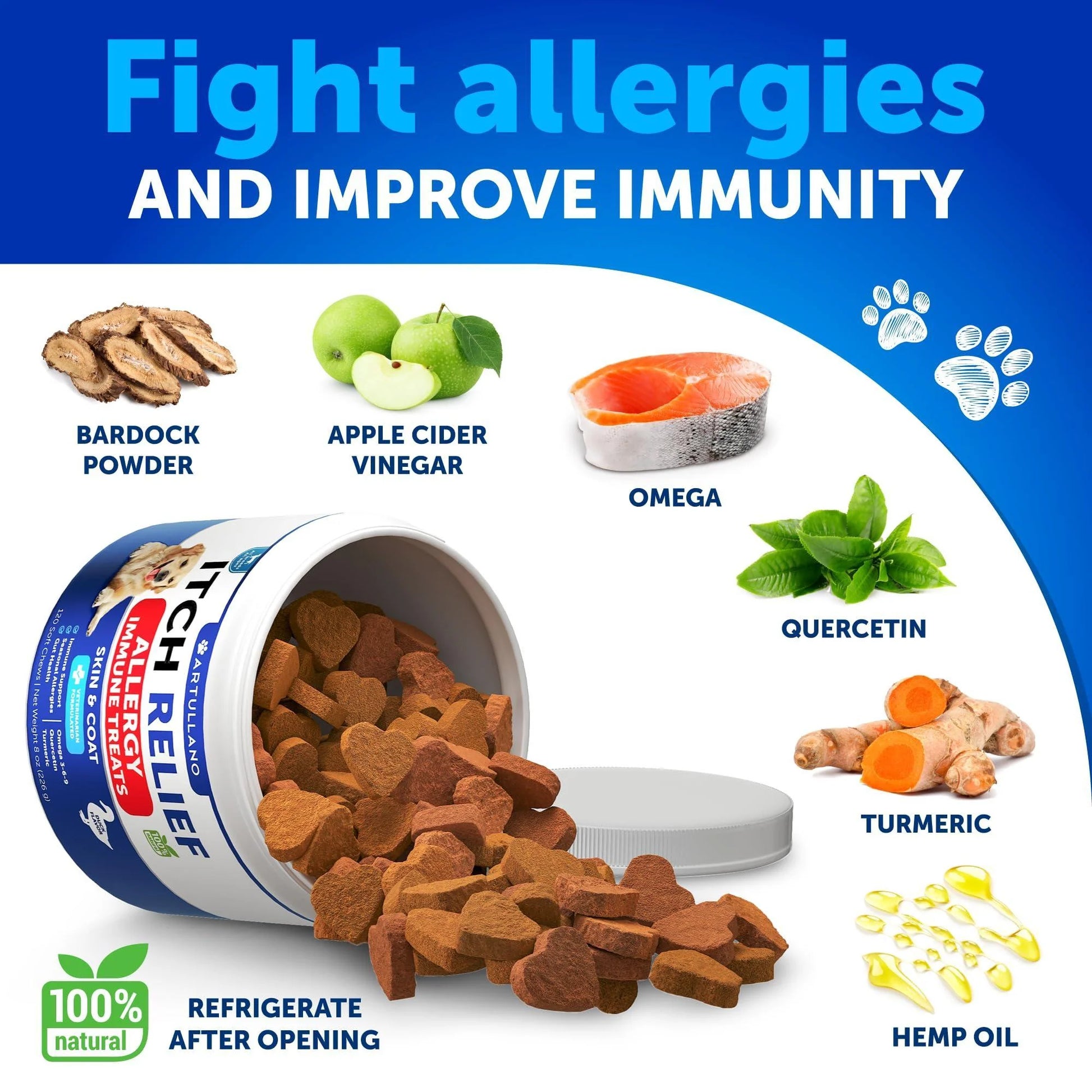 Dog Allergy Relief Chews Itching Skin Relief for Dogs Fish Oil Omega 3