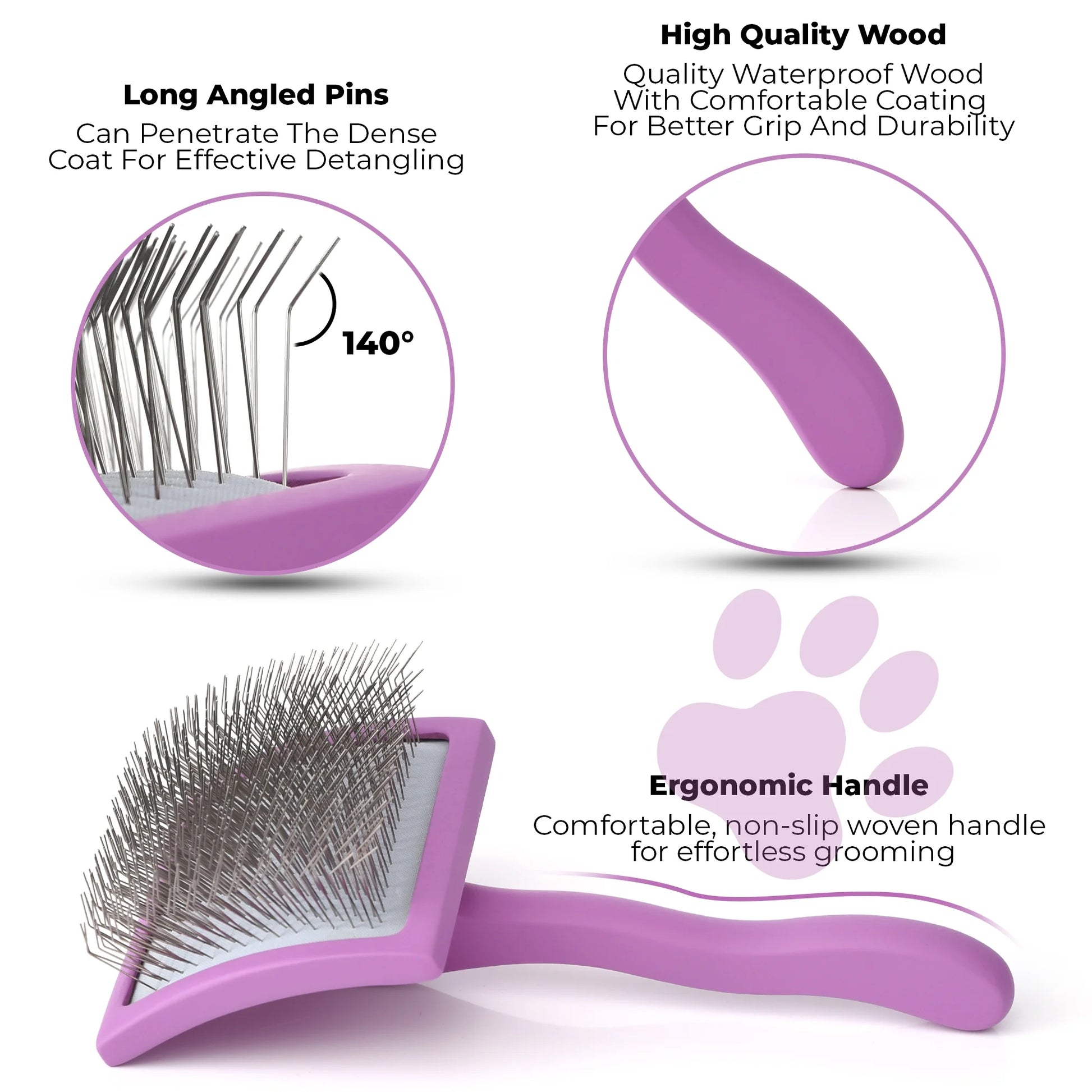 Slicker Brush for Dogs - Detangling Dog Brushes for Grooming with Soft Bristles & Long Pins - Professional Dog Grooming Brush to Removes Tangles & Dirt (Large)